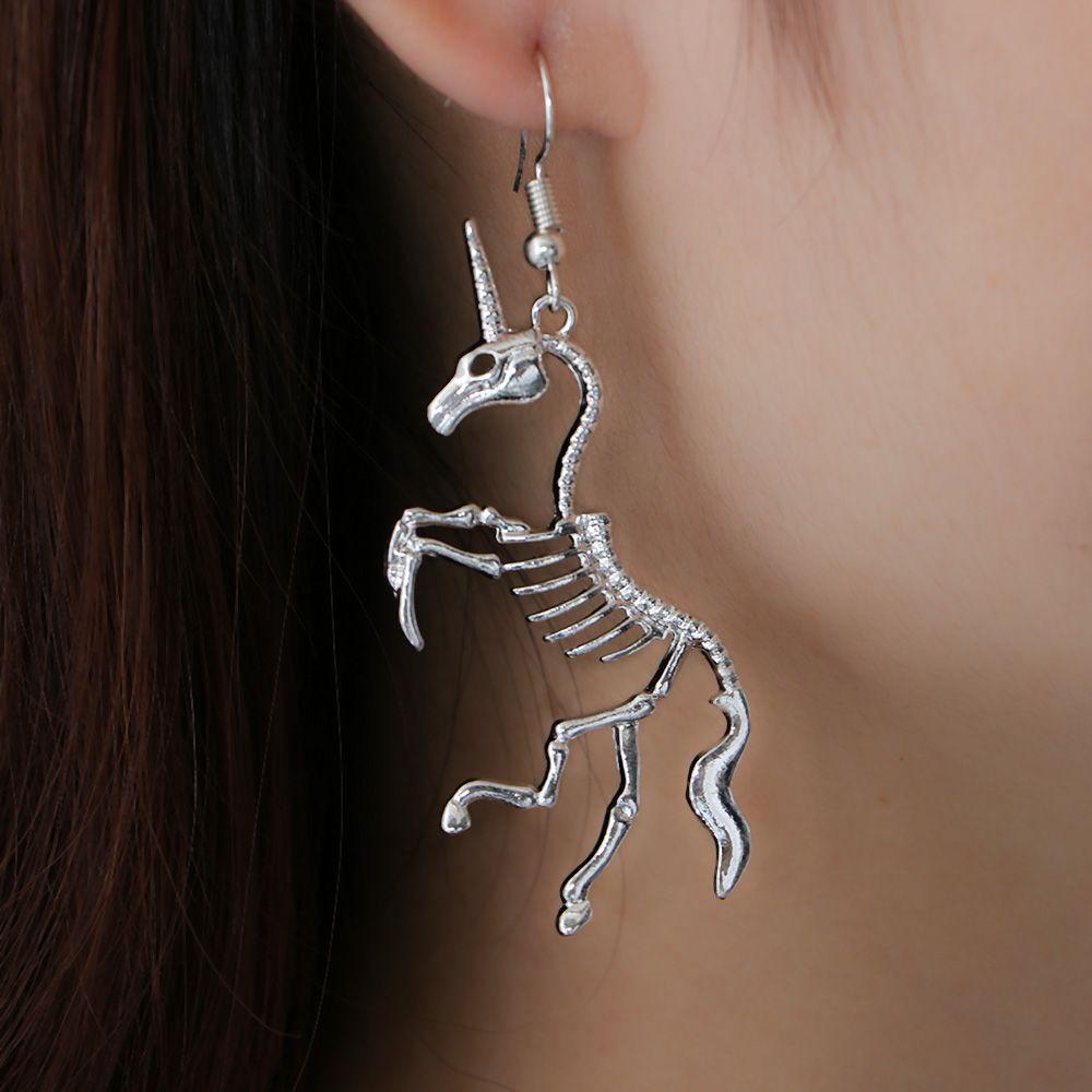 New Wedding Party Lady Women Gift Skeleton Drop Earrings Horse Pendant Novel Dangle Earrings