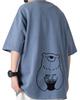 [Bligo] Crew Neck T-Shirt for Men, Short Sleeve, 100% Cotton, Summer Clothes, Cute Bear Print, Plus Sizes, Soft, Comfortable, Lightweight, Casual, Sty