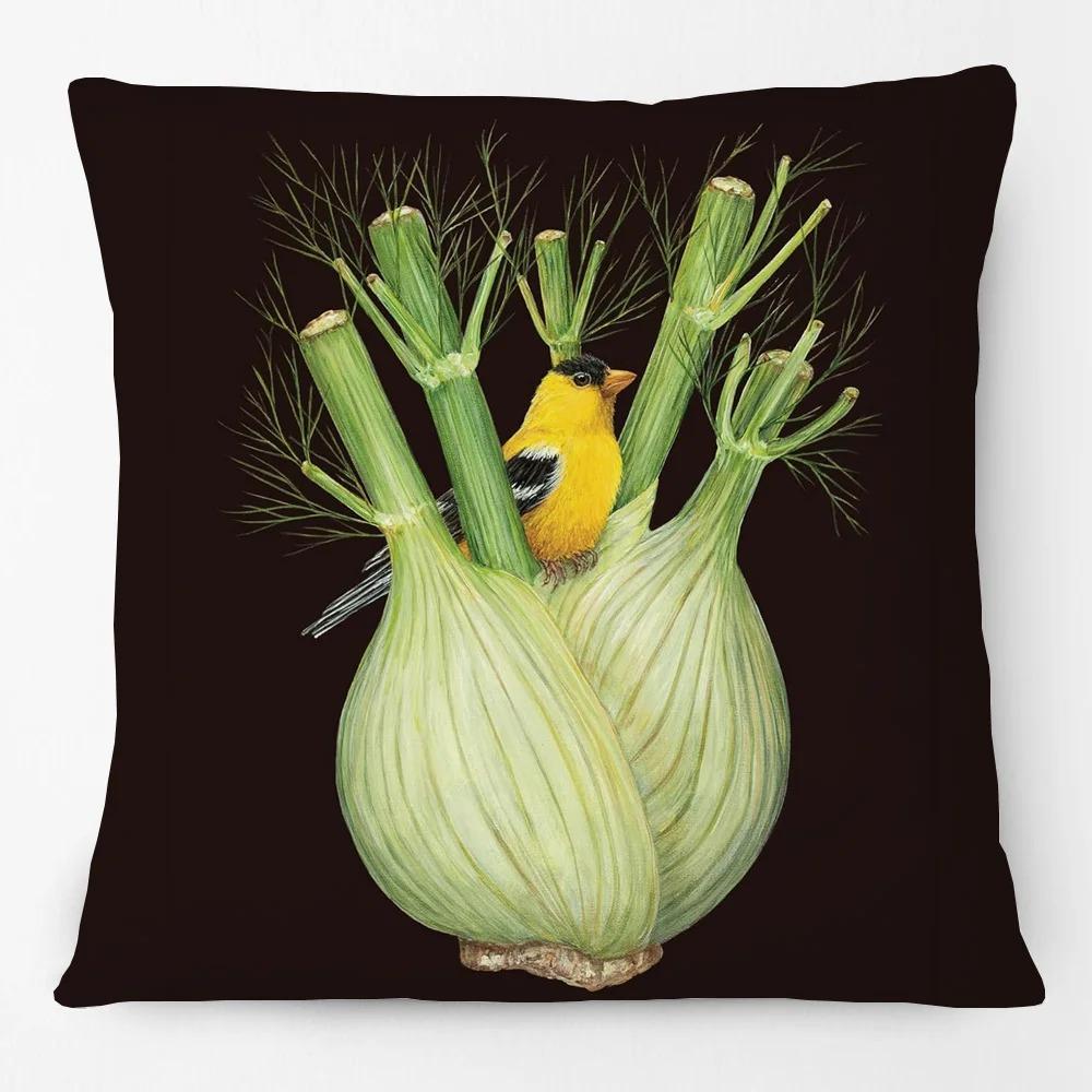 Soft Peach Skin 2D Flat Printed Cushion Cover Ethnic Bird Nordic House Throw Pillow Case For Couch Living Room Home Decor Case