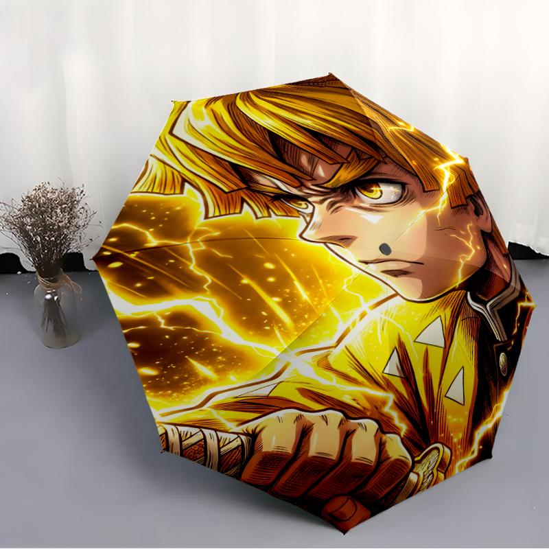 1pc Agatsuma Zenitsu (2) Umbrella, Sun Protection, And UV Shielding. It Has Eight Sturdy Ribs for Outdoor Use And Perfect As a Holiday Gift