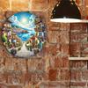 Fantasy Fairy Tale Village Metal Wall Art 8x8 Round Sign Whimsical Home Decor Cute Tin Sign for Living Room Bedroom
