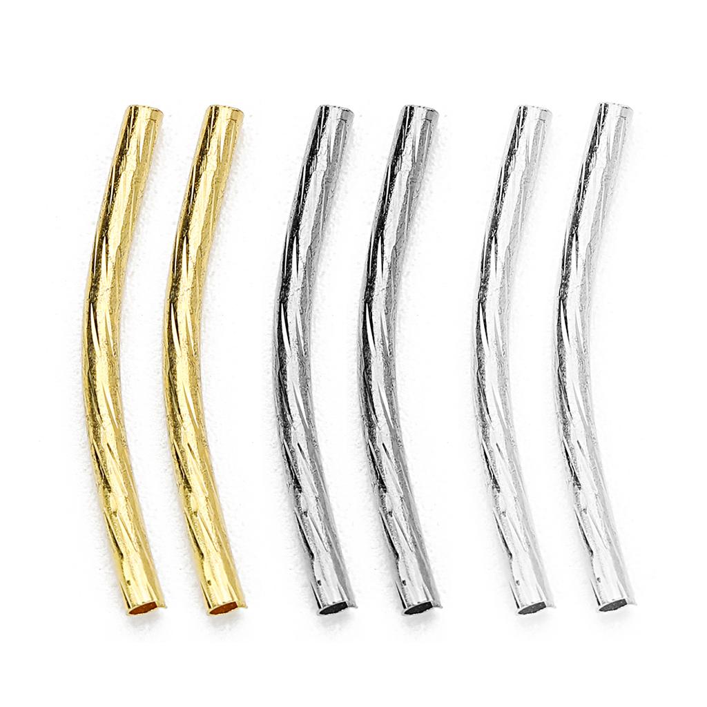 100PCS/Lot 2x25mm Stripe Curve Tube Beads Spacer Beads Connectors For DIY Jewelry Making Bracelet Necklace Accessories Wholesale