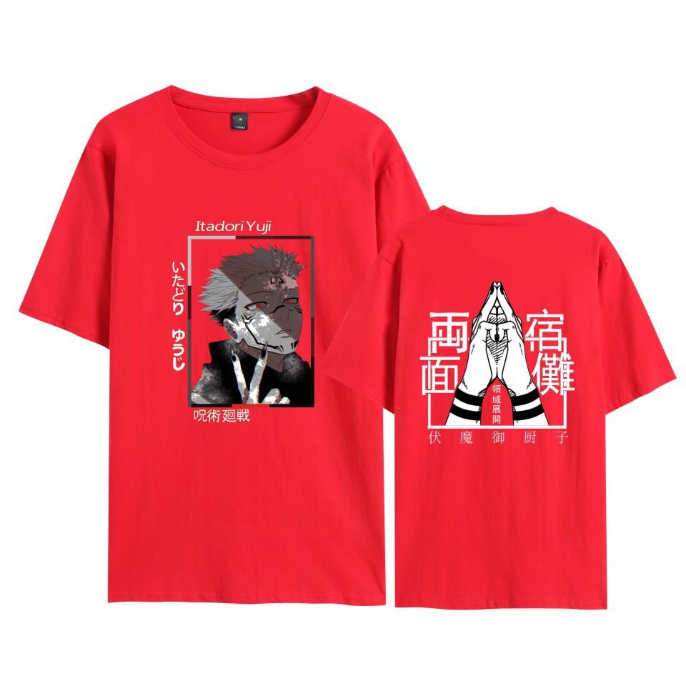 

HOT Fashion Jujutsu Kaisen T Shirt Women/Men s Casual Anime Short Sleeve Cosplay T-shirts XXS червоний