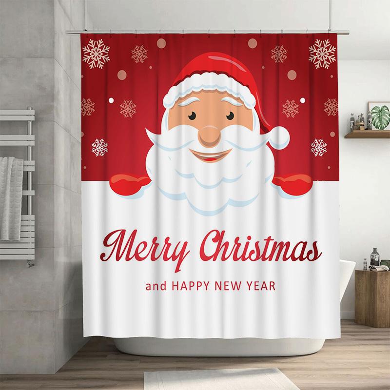 

Рождественская шторка для душа Tu Merry Xmas Праздничный декор Праздничный набор для ванной Водонепроницаемая ткань Задний фон W60H190(CM)-1 Pcs