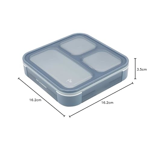 Foodman Mee 500ml Slim Bento Box, Portable and Stands Upright, Blue, Leak-Resistant, Double Sealing, Secured with 4-Point Locking, CB Japan, DSK