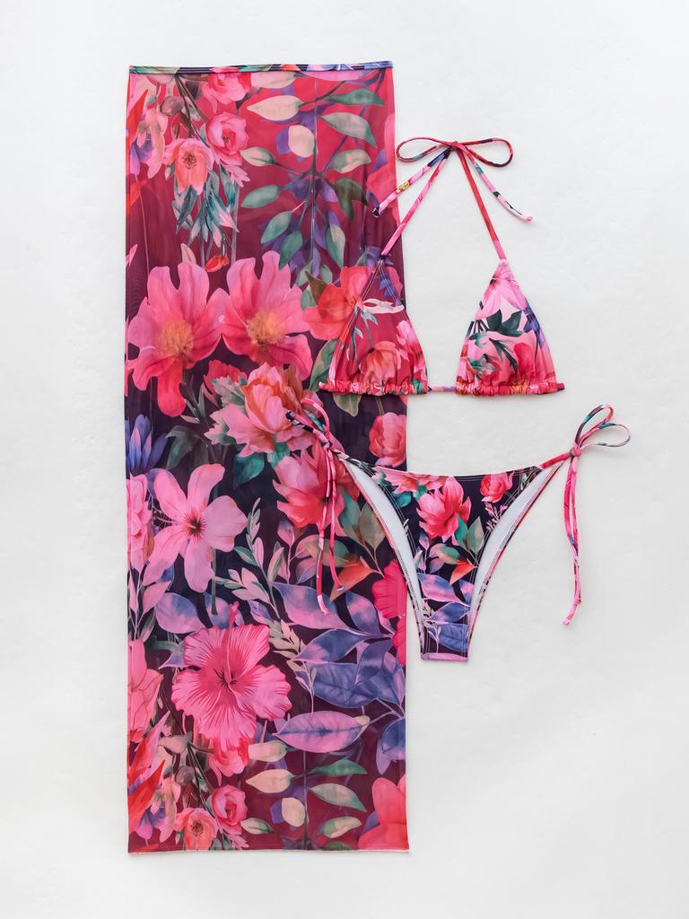 3 Pack Sexy Printed Bikini Set Swimwear Skirt