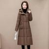 Long Hooded Down Cotton Coat for Women In Winter 2025 New Korean Loose Thick Warm Temperament Coat