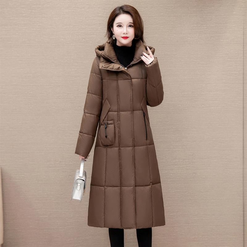 Long Hooded Down Cotton Coat for Women In Winter 2025 New Korean Loose Thick Warm Temperament Coat