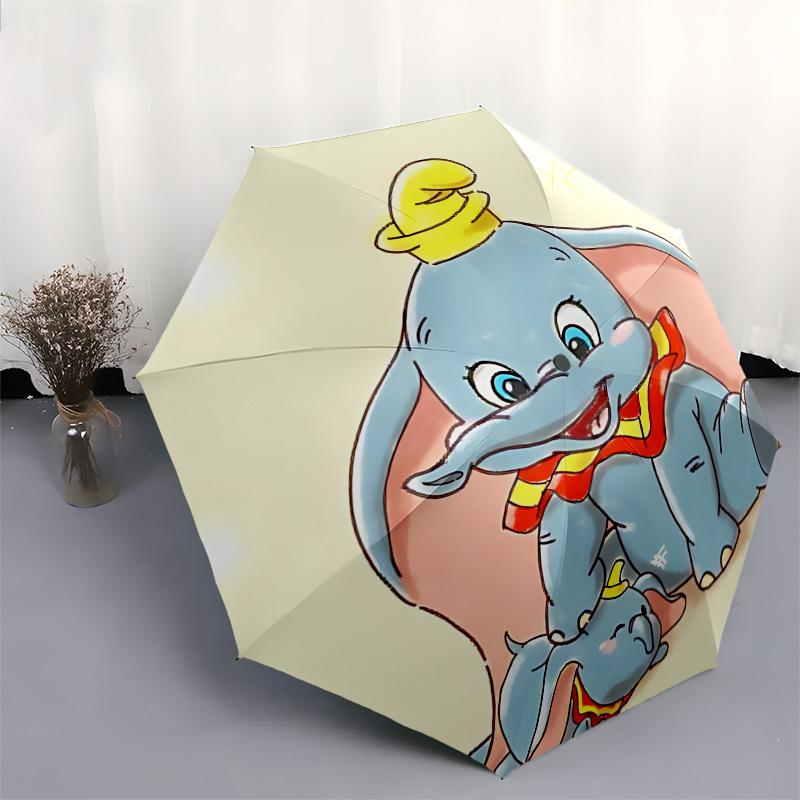 Dumbo, Elephant Themed Automatic Opening and Closing Umbrella, Brightly Colored 8-rib Portable Umbrella, Suitable for Men and Women, A Perfect Gift fo