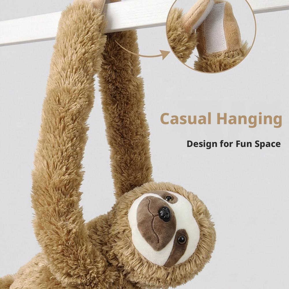 Long Arm Sloth Plush Toy Soft Stuffed Sloth Animal Doll Gray Brown Fluffy Plushie  Home Decor Huggable Companion Gift
