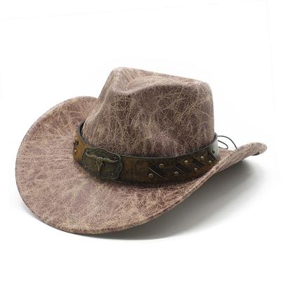 Módní semišový texturovaný západní kovbojský klobouk Pánské a dámské Vintage Big Eaves Outdoor Shade Jazz Hat