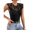 Women's Elegant Lace Patchwork Sleeveless T-shirt - Slim Fit, European & American Style Summer Top
