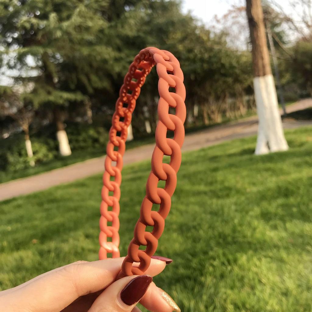 Vintage Headbands for Hair Woman Hair Band Simple Candy Color Chain Bezel for Hair Hair Hoop Headband Bezel Hair Accessories