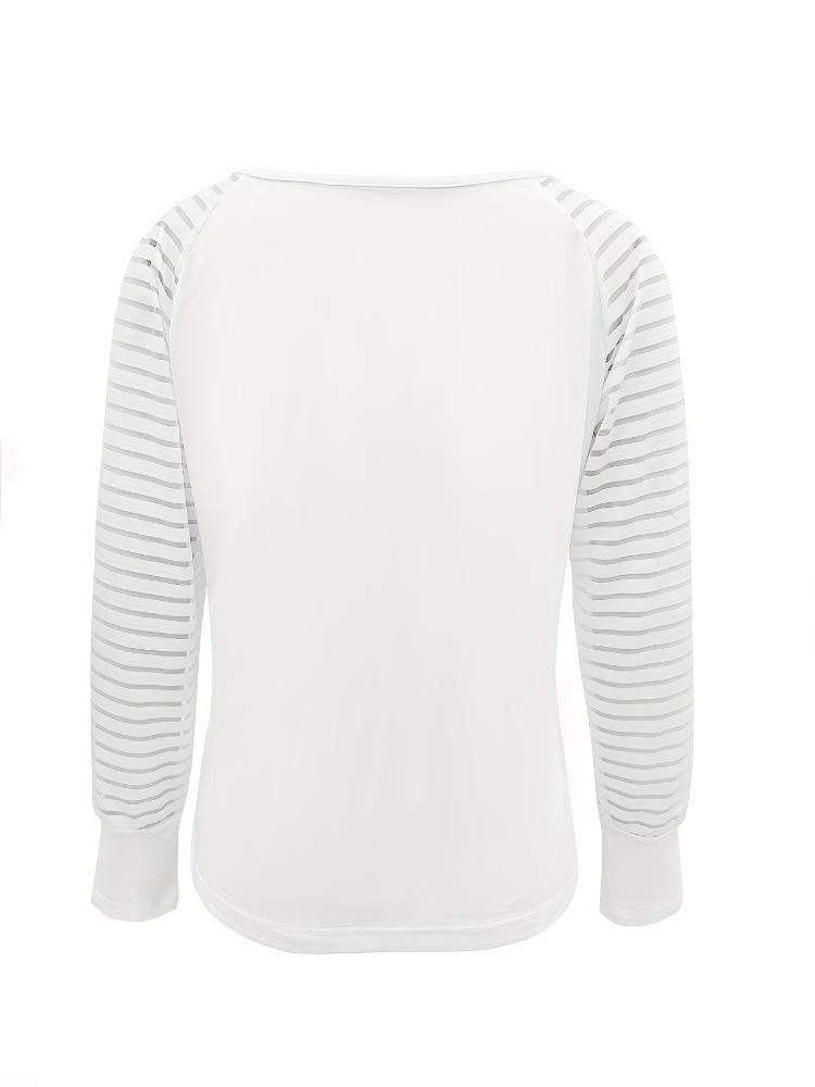 Langärmiges bedrucktes V-Ausschnitt-Reißverschluss-T-Shirt