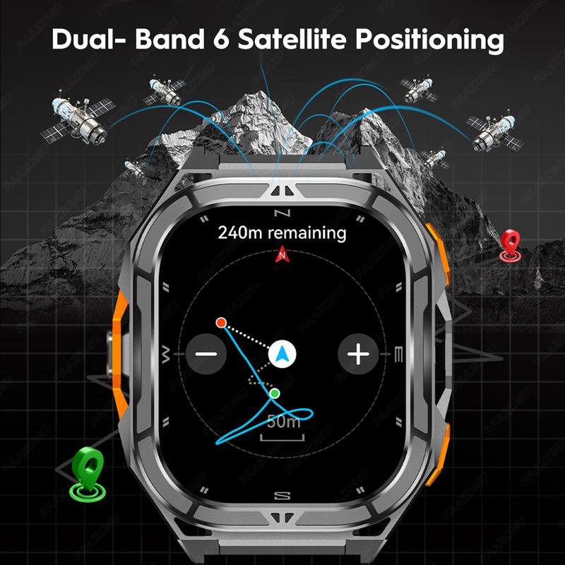 2025 New GPS Smart Watch Men 1.96-inch HD AMOLED Screen Compass Bluetooth Call 5ATM Waterproof Sport Smart Watch for Android iOS