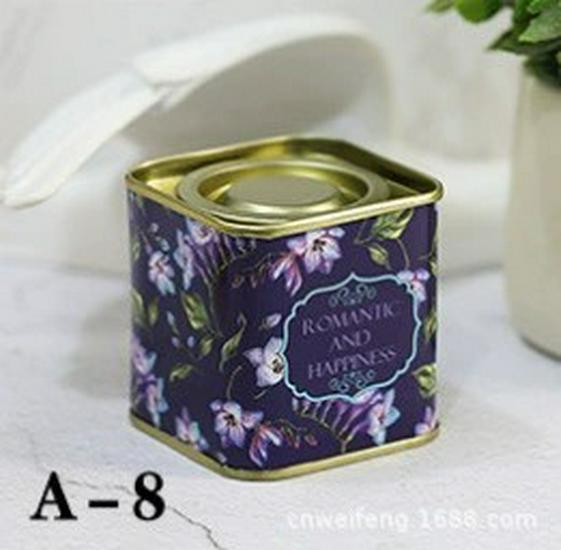 Square Candy Flower Tea Tin Box - Sealed Souvenir Tinplate Wedding Favor, Small Portable Tea Container.