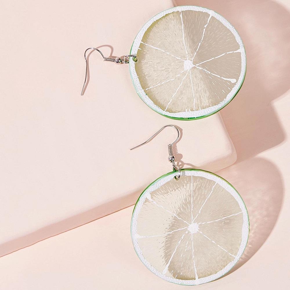 Øredobber, Sommer Små Friske Frukt Øredobber, Søte Jente Hjerte Grønn Sitronskive Øredobber, Øredobber