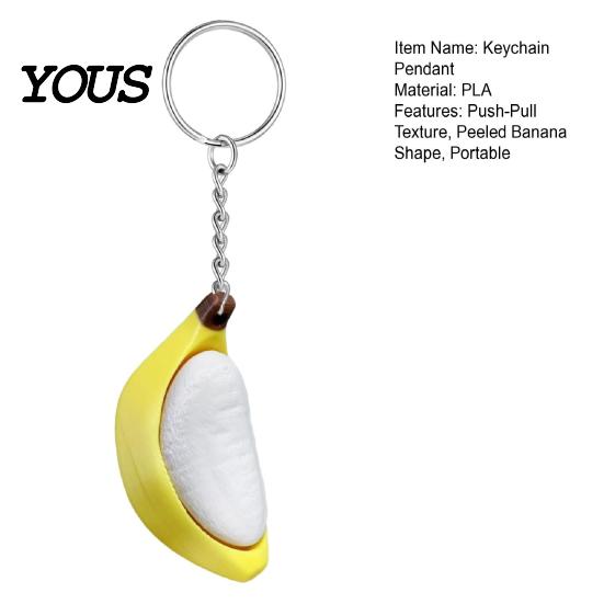 Commuter Stress Relief Toy Keychain Pendant, Peeled Banana with Thickened Stainless Durable Steel Ring, Portable for Keys Backpacks Schoolbags