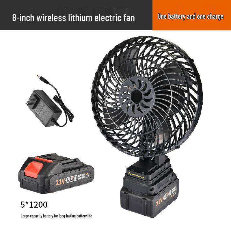 8-inch Rechargeable Desk Fan: Wireless, Lithium Battery, Ideal for Office or Dorm.