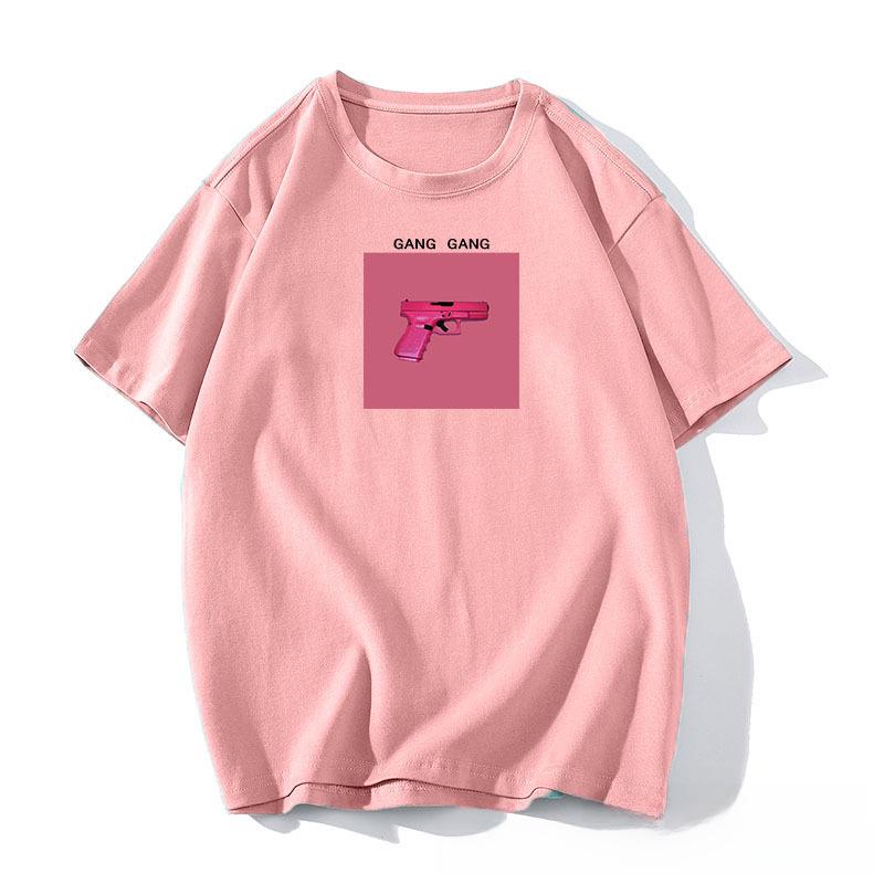 

Женская хлопковая футболка свободного кроя в европейском и американском стиле с принтом и круглым вырезом - Летний топ с коротким рукавом XL