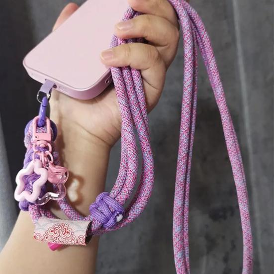 Adjustable Phone Lanyard with Auspicious Clouds Pattern Long Crossbody Strap Anti-loss Phone Tether Fashionable Phone Accessory