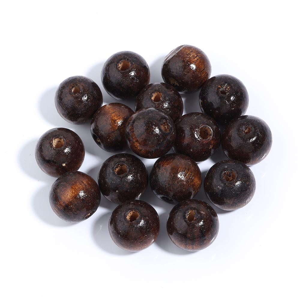 40-500pcs/lot Natural Wooden Beads Multisize Dark Brown Large Hole Loose Wood Bead for Jewelry Making DIY Bracelets Accessories