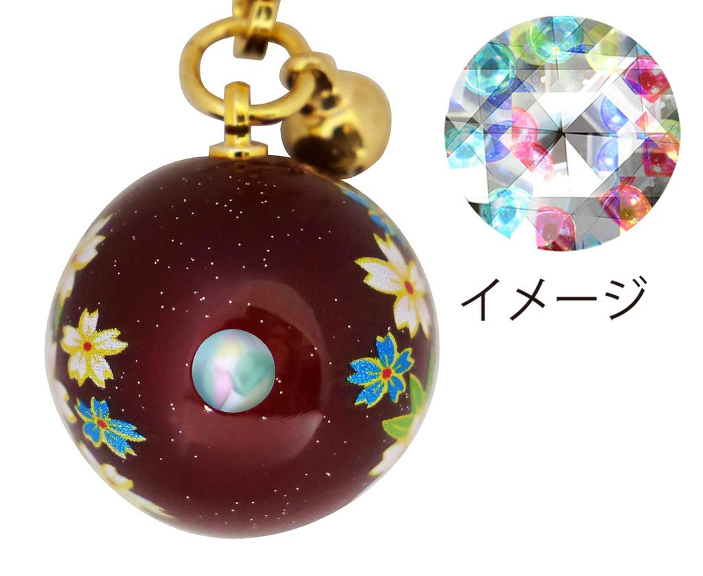 Zune Kaleidoscope Dark Japanese Made In Dark Red Keychain, Red, Lacquer, Pattern, Japan, Souvenir,