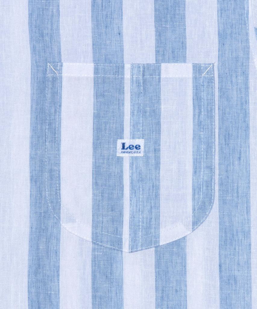 LEE Open Collar Linen Shirt Blue