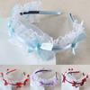 Women Mesh Ruffles Lace Headdress Lovely Ribbon Bowknot Headband Maid Anime Cosplay Gothic Novelty Hair Hoop Props