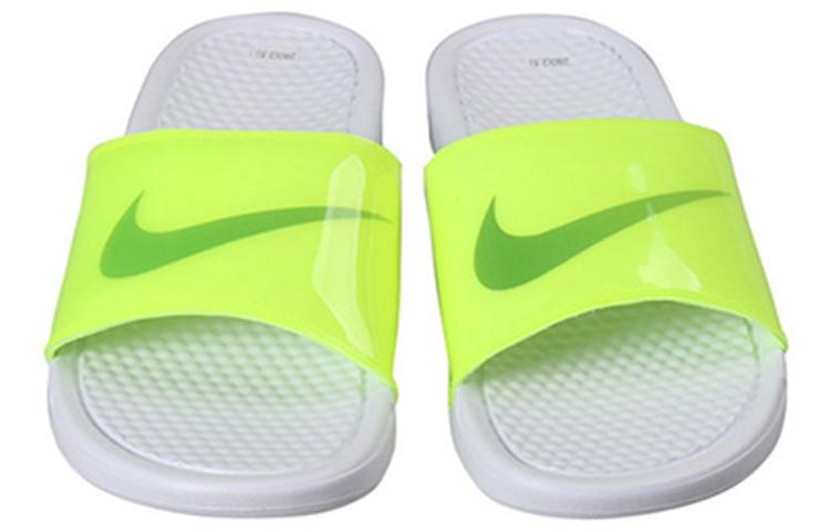 Nike Benassi Jdi Print Fluorescence Yellow Slippers Volt White CI5927-771