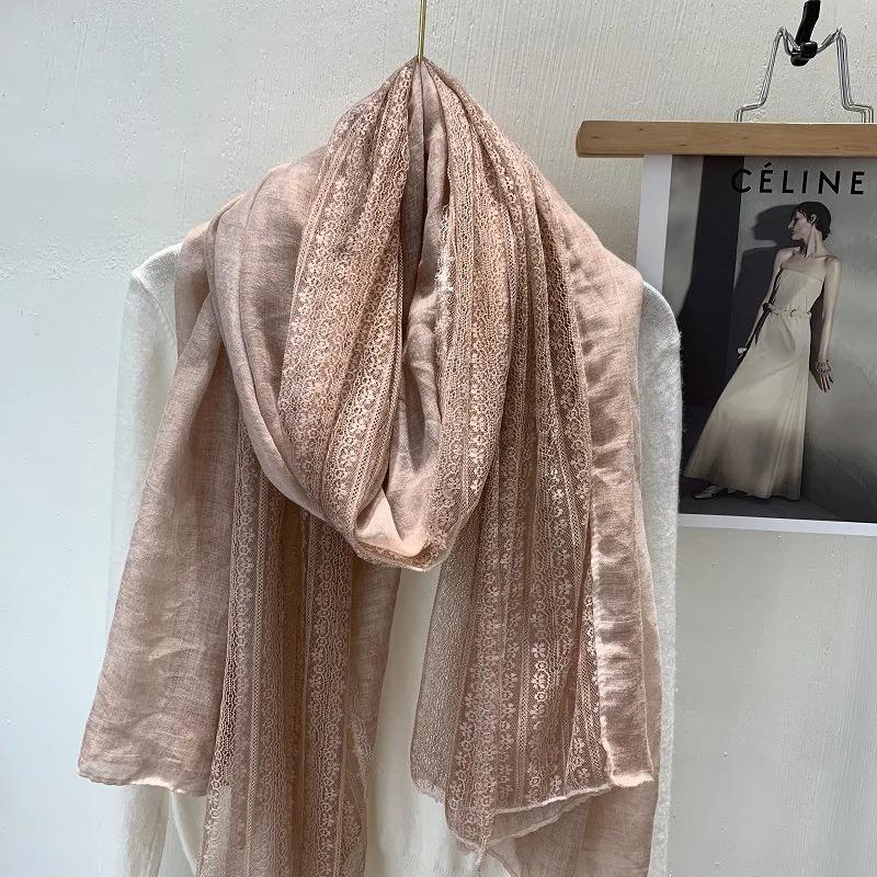 Vreovor Gentle Lace Linen Thin Scarf Fashionable Women'S Outer Shawl Early Spring And Summer Foreign Style Gift