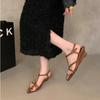 Vintage Cross Strap Roman Sandals Women's Outer Wear 2025 Summer New French with Skirt Wedge Heel Pointed Sandals
