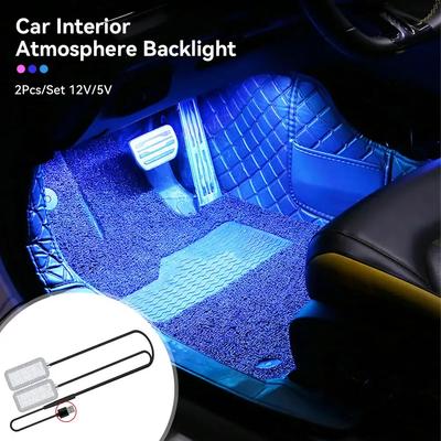 12V/5V Ambient Mood Foot Light USB LED Car Backlight Atmosphere Light With Cigarette USB Lighter Lamp Strips Auto Accessories