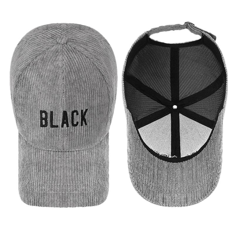 Autumn Winter Striped Corduroy Cap Men Women Letter Embroidery Baseball Cap