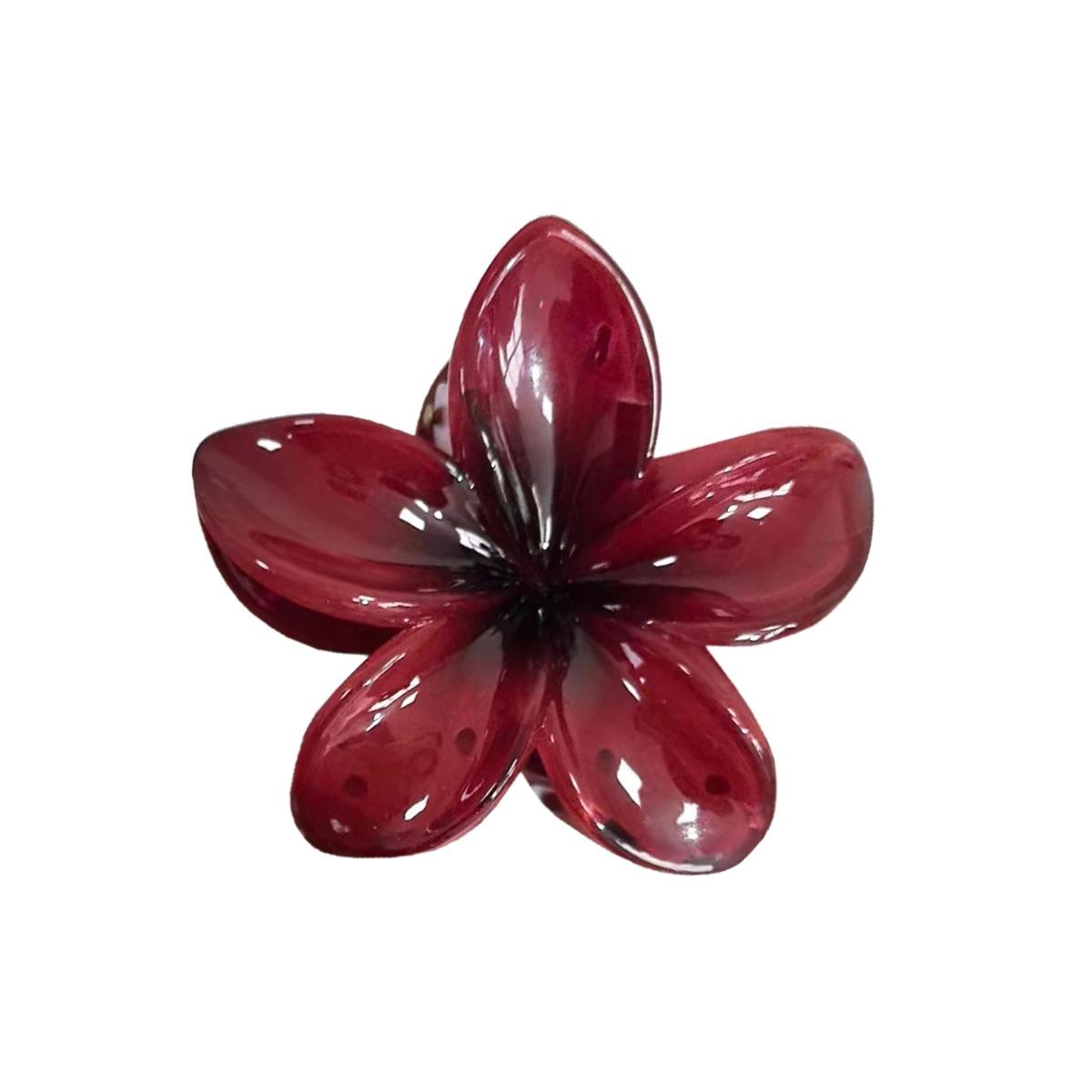 

Sweet Wine Red Frangipani Hair Clip For Women Elegant Young Girls Ponytail Holder Barrette Plumeria Hairpin Party Jewelry N862