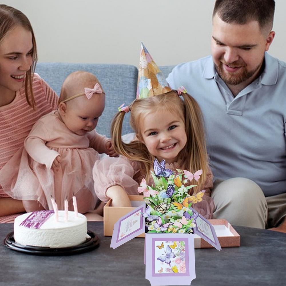 3d Birthday Card Fold-out Humorous Greeting Card Unique 3d Butterfly Bouquet Birthday Card for Family Friends Handmade Pop-up