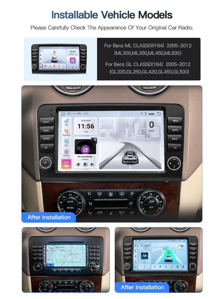 Mercedes-Benz ML-Class W164 Android Navigation & Reverse Camera System