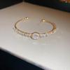 Gold Plated Zircon Titanium Steel Korean Minimalist Bangle | Versatile High-End Bracelet for Women
