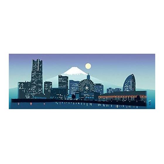 Hamamonyo Tenugui Towel: Yume no Minatomirai Blue