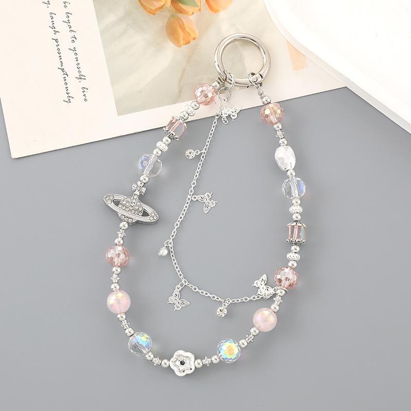 New Pearl Bow Beaded Pendant Phone Case Charm Wrist Strap Lanyard