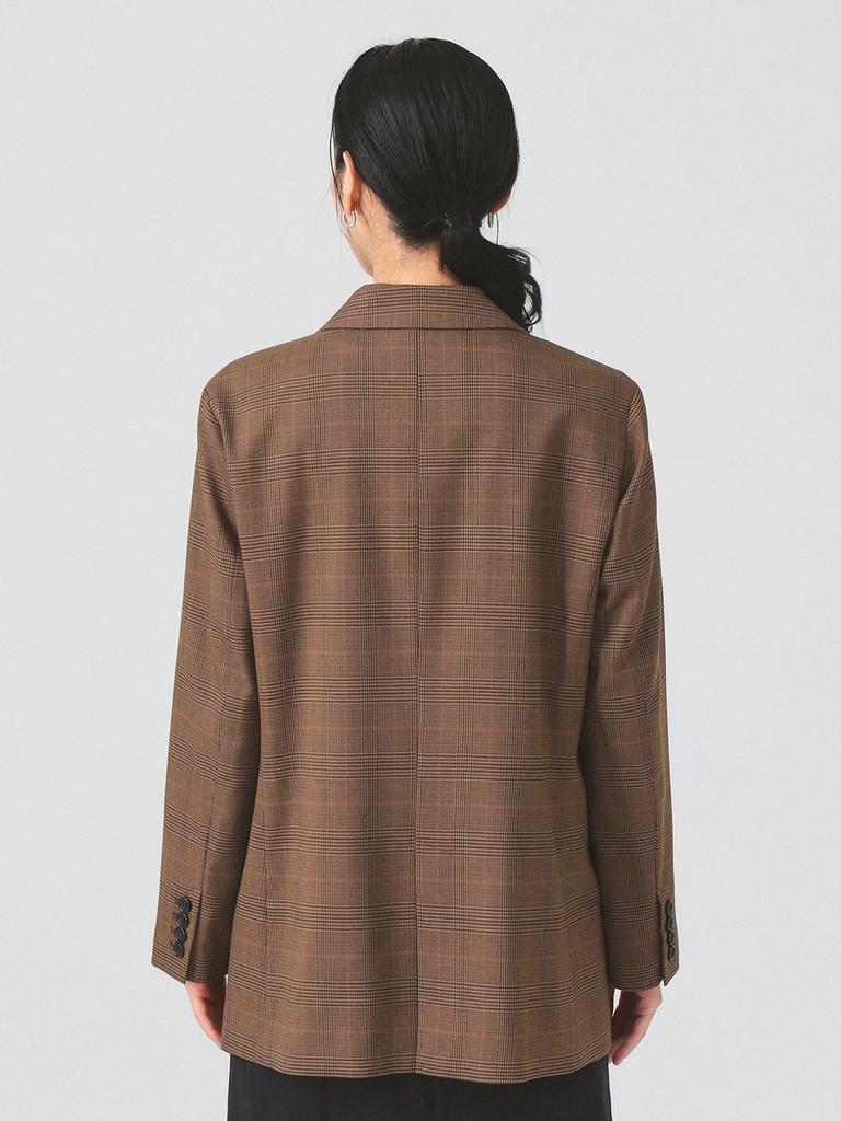 Ray Beams Women's Check Jacket, 4-Button, Brown, 1