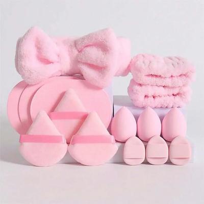 15 ks make-upové sady, obsahuje čelenku, řemínky na zápěstí, mini houbičky na make-up atd., pro tekuté, krémové a pudrové, pro všechny typy pleti