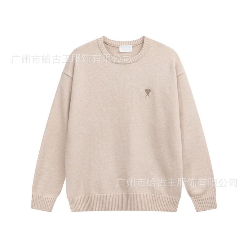 Unisex Winter Strickpullover Mit Roter Gestickter Herz-Detail Rundhalsausschnitt Lockerer Schnitt Baumwollmischung Jugendliche Erwachsene
