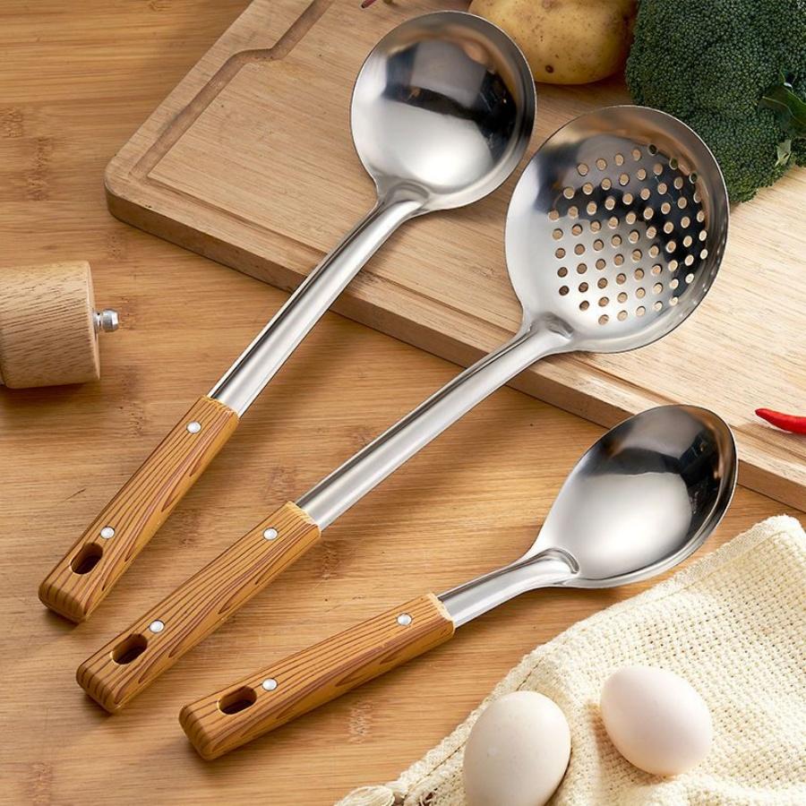 Long Handle Stainless Steel Kitchen Utensils Set Wok Spatula Ladle Tools Cook Equipment Kitchen Accessories Essentials Utensils