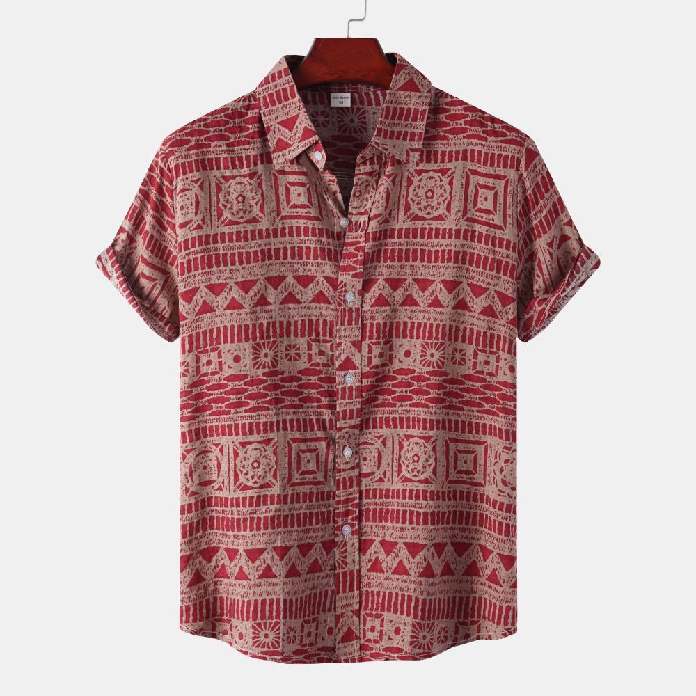 2026 Summer New Printed Short Sleeved Men's Flower Shirt with Quick Drying Pattern