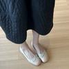 Cowhide Version~ Flat-bottomed Brock Engraved Bow Single Shoes Spring and Autumn Leather Round Head Mary Jane Shoes