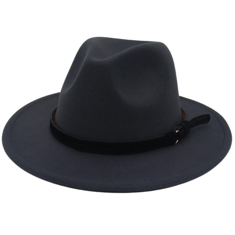 

Белая и черная панама джазовая шляпа с широкими полями из имитации шерсти - женская осенне-зимняя шляпа в британском стиле L (59-61cm) Suitable for large head