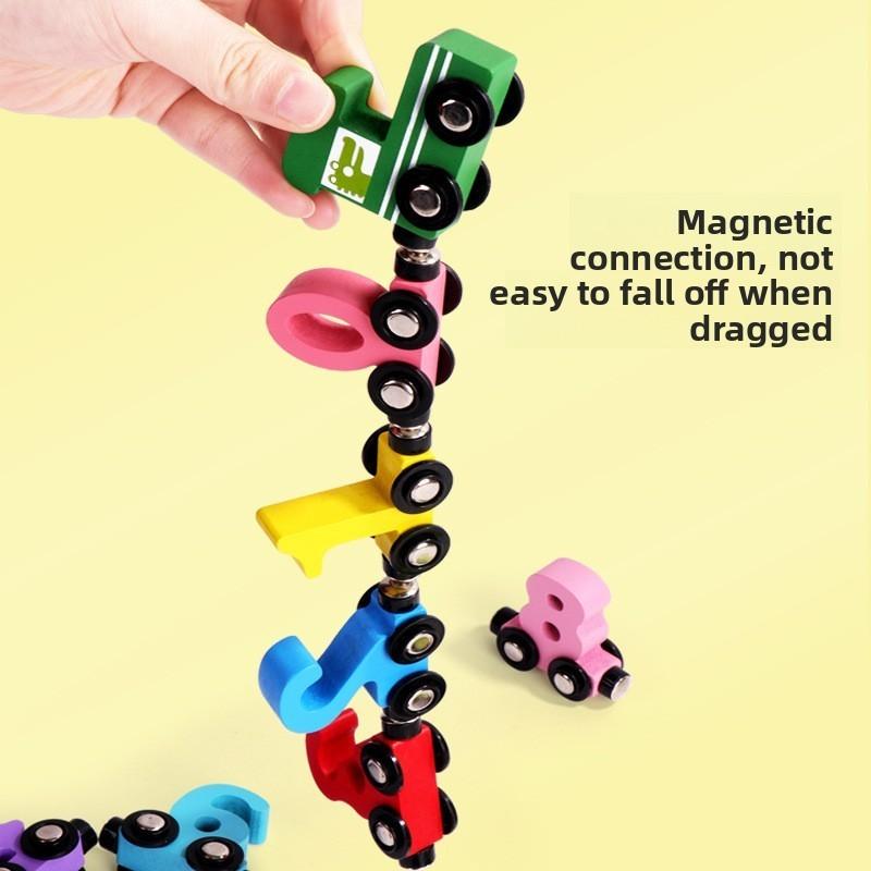 Wooden Magnetic Train With Number Blocks For Early Education Kids Development