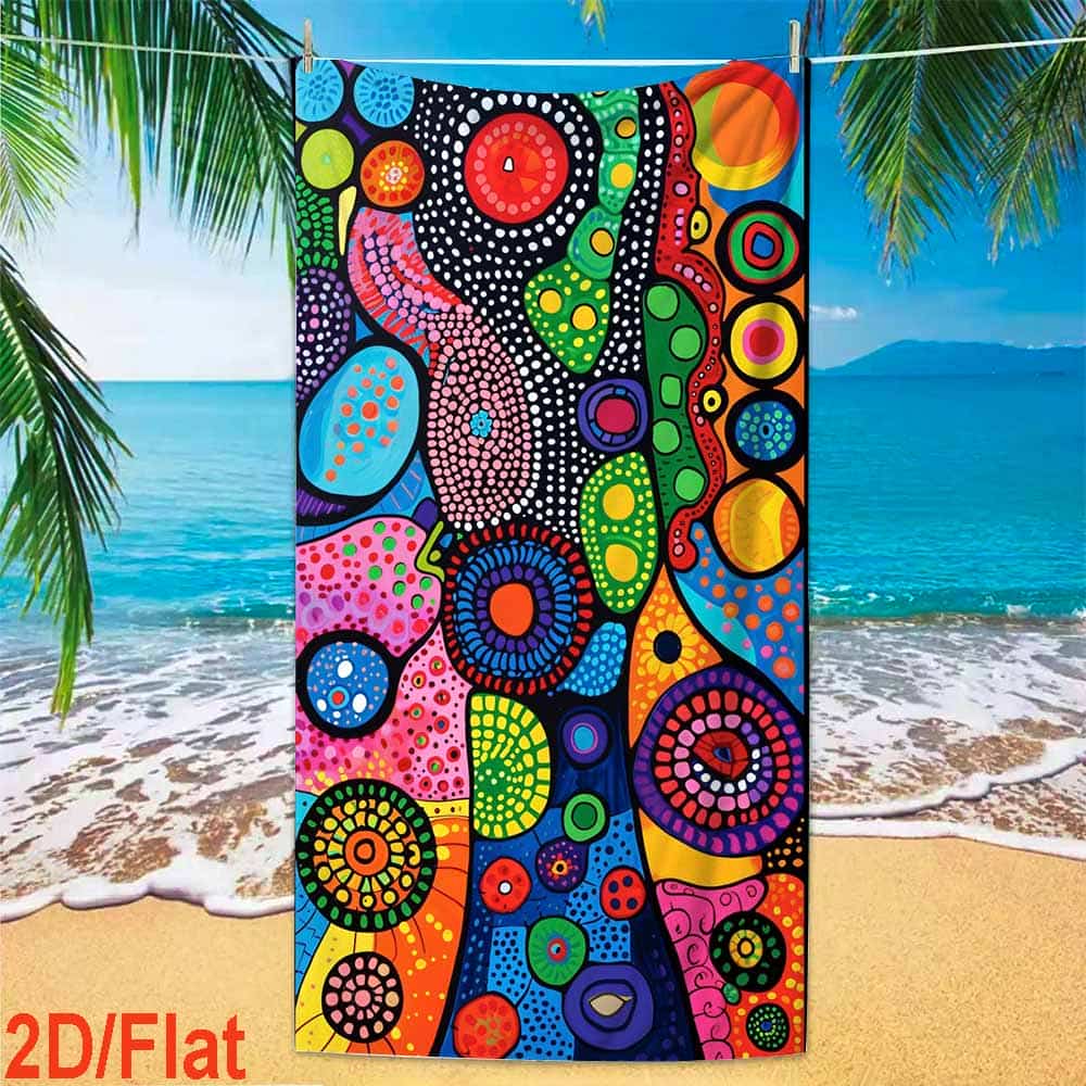 Boho Abstract Circle Dot Art Pattern Quick Dry Beach Towel Lightweight Towel For Beach Gym Pool Daily Use