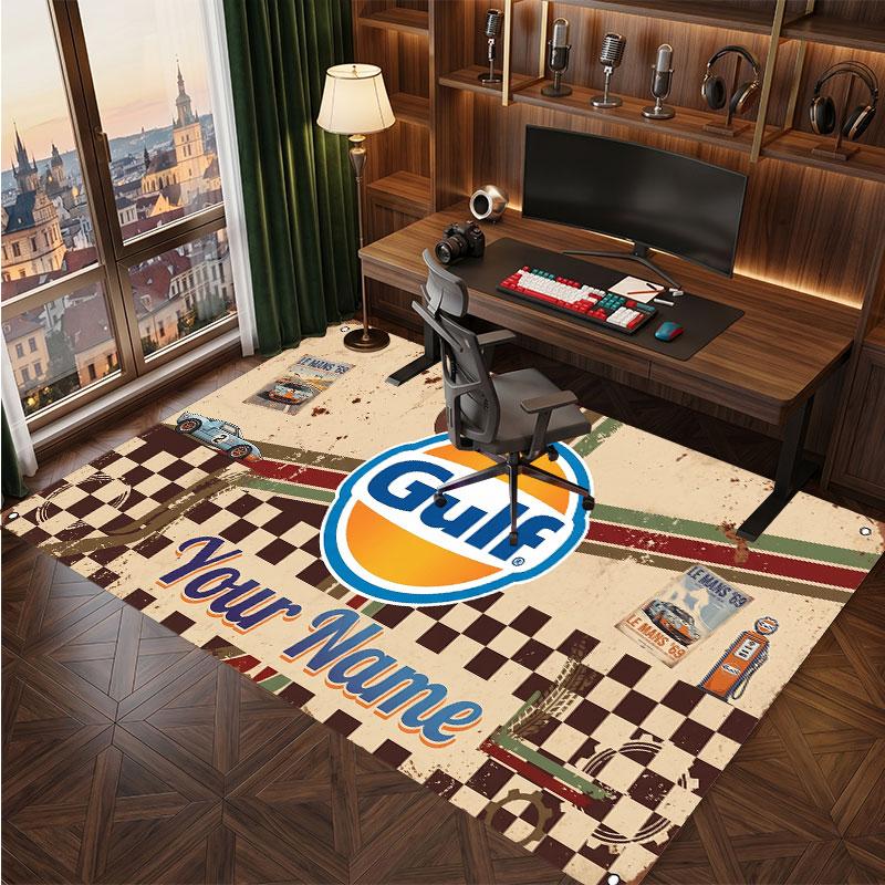 Gulf Personalized Crystal Velvet Carpet, Customized Name Text Soft Anti‑Slip Rug for Living Room Bedroom